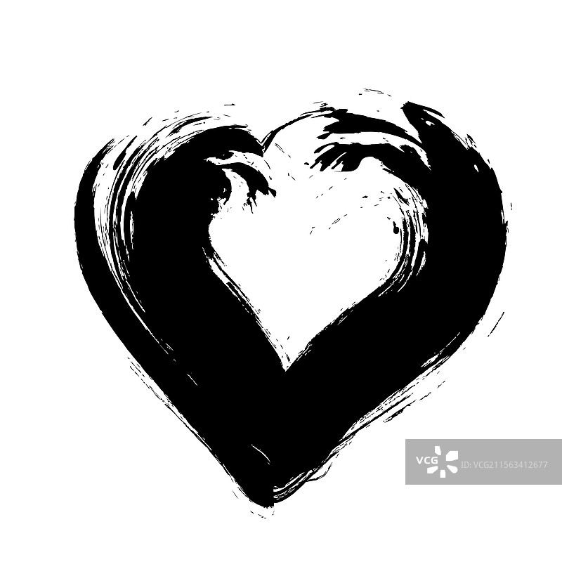 黑色手绘心形涂鸦草图图片素材