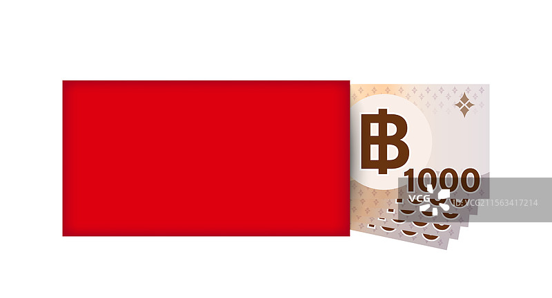 红色红包和5000泰铢的红色钞票图片素材