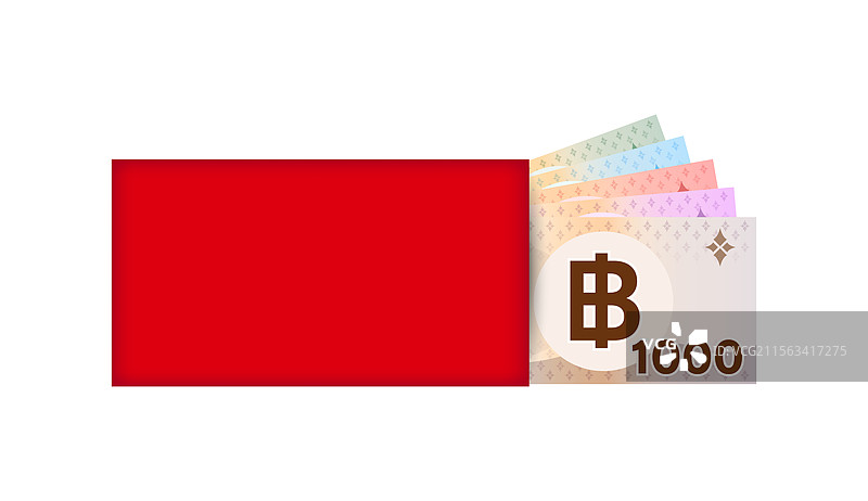 红色红包和泰铢纸币图片素材