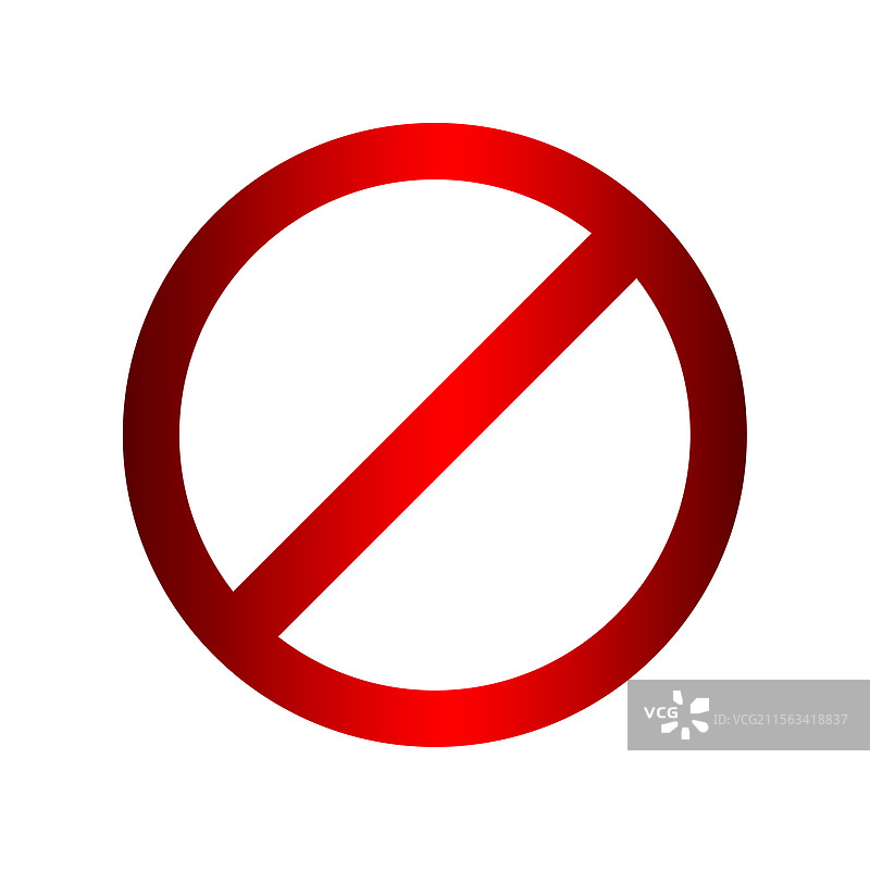 红色禁止标志圆圈，孤立在白色背景上图片素材