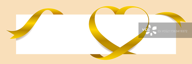 金色丝带心形横幅样板图片素材