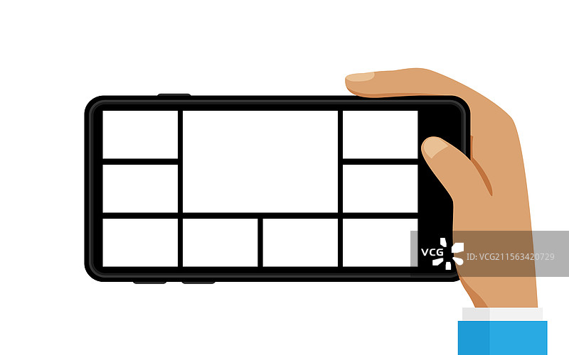 智能手机屏幕上的拼贴网格模板图片素材