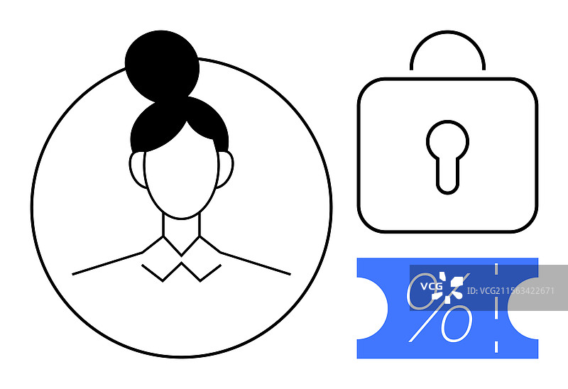 带有安全锁和折扣的用户头像图标图片素材