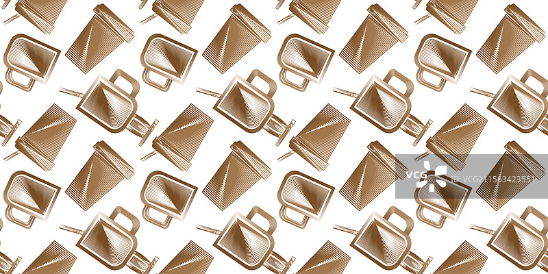 无缝图案的纸咖啡杯和玻璃杯图片素材