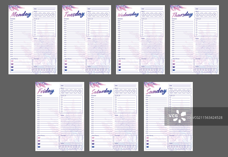 可爱的薰衣草日常计划模板图片素材