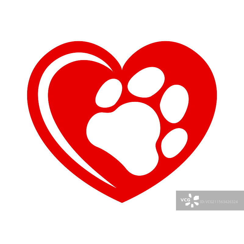 爱我的宠物，心形图案中有狗或猫的足迹图片素材