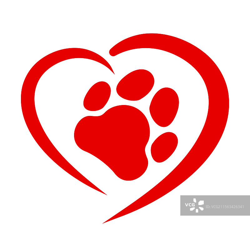 爱我的宠物，心形图案中有狗或猫的足迹图片素材