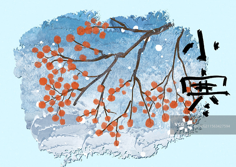 小寒节气机理插画图片素材