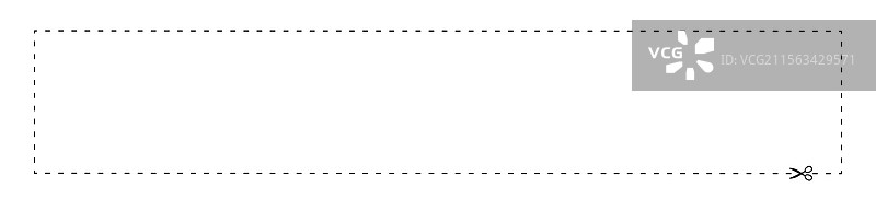 虚线矩形形状上的剪刀图片素材