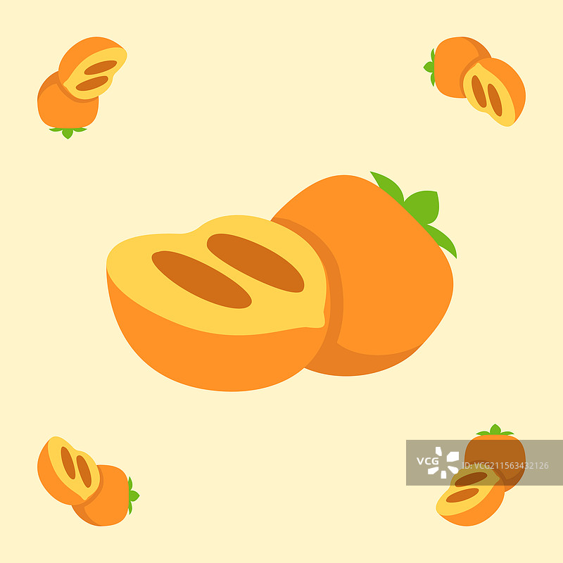 柿子水果无缝图案面料图片素材