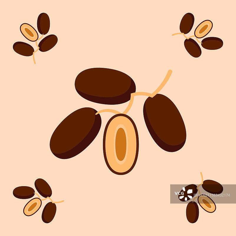 日期棕榈果无缝图案面料图片素材