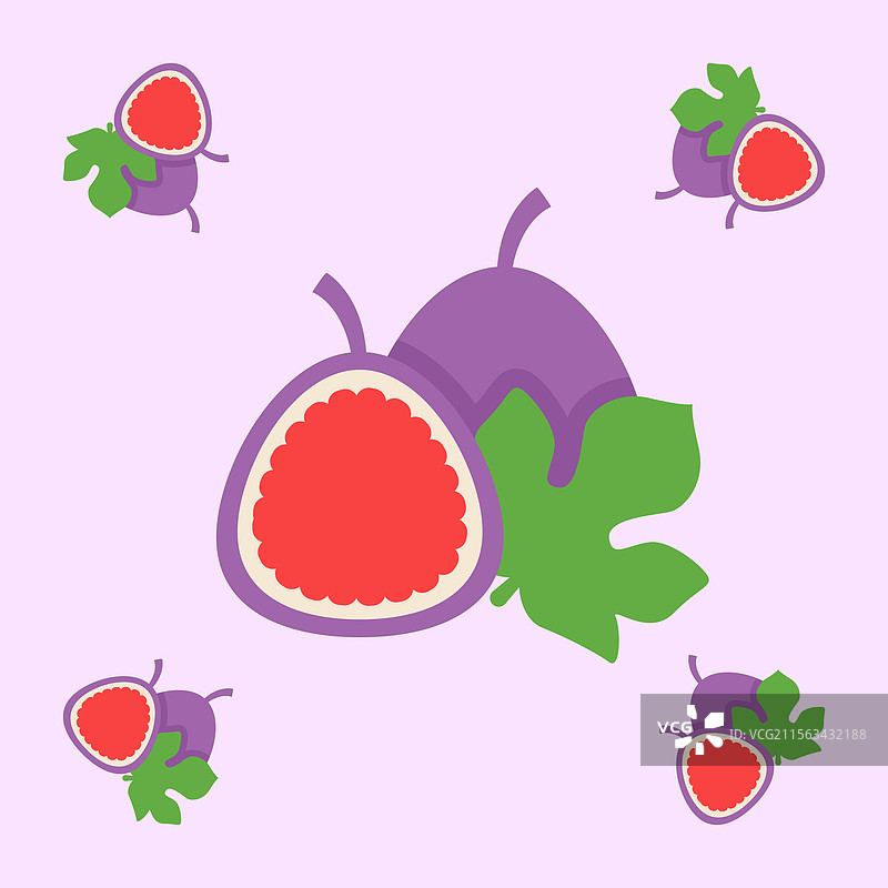 无缝的无花果水果图案，简单的无花果设计图片素材