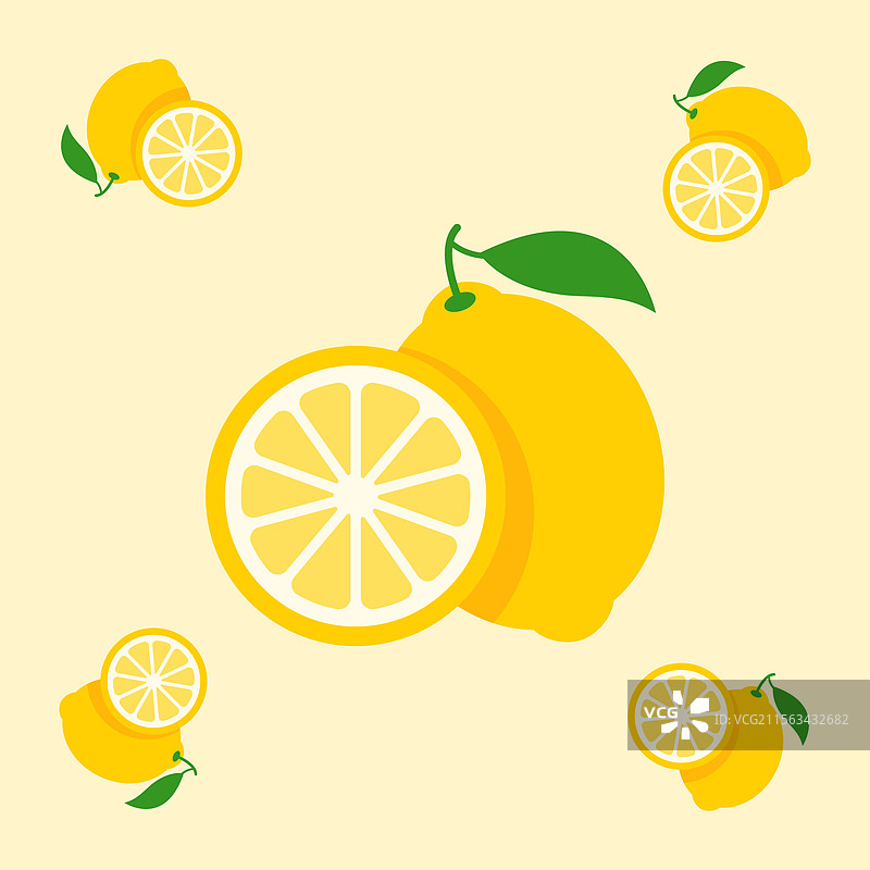 简单的柠檬水果无缝图案面料图片素材