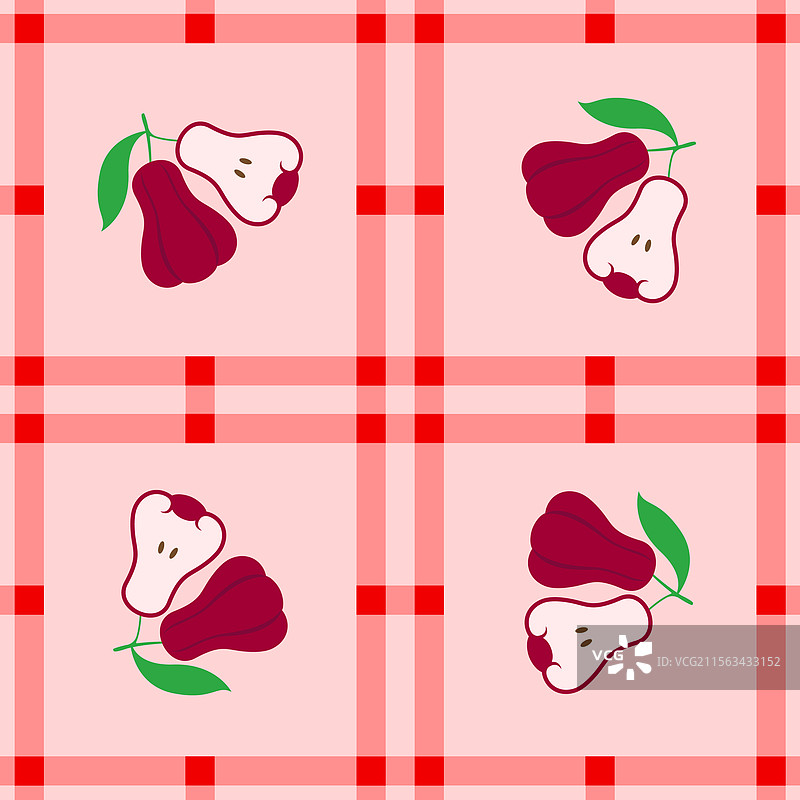 玫瑰苹果水果无缝图案面料图片素材