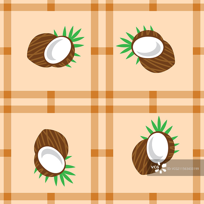 椰子水果无缝图案面料简单设计图片素材