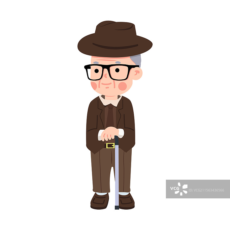 拿着拐杖的老年卡通人物图片素材