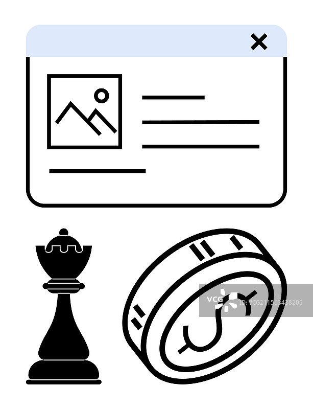 带有图像占位符的网页界面棋子图片素材