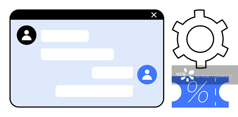 客户支持聊天界面与设置齿轮图片素材
