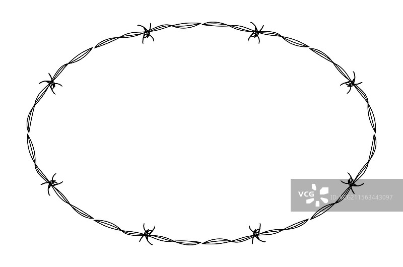 铁丝刺绳轮廓框椭圆形铁丝框架图片素材