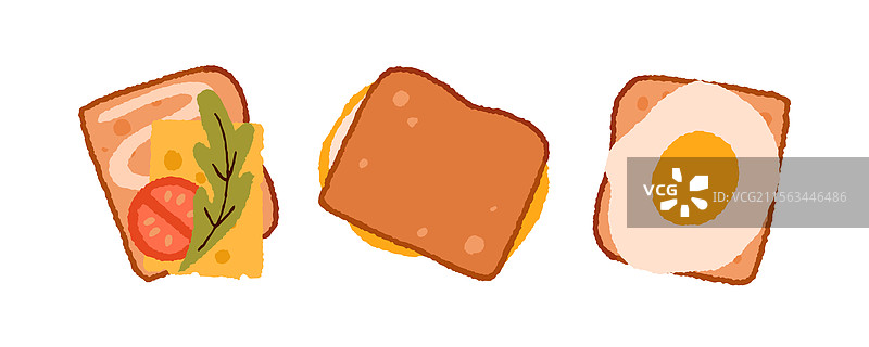 炸蛋芝士三明治配火箭菜和新鲜食材图片素材