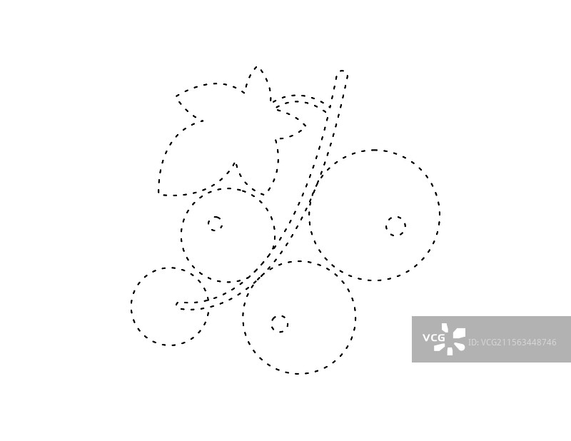 红色黑加仑的虚线轮廓，供涂色书使用图片素材