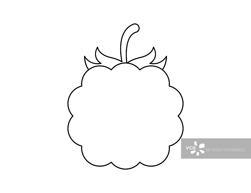 覆盆子轮廓图案，用于涂色书模板图片素材