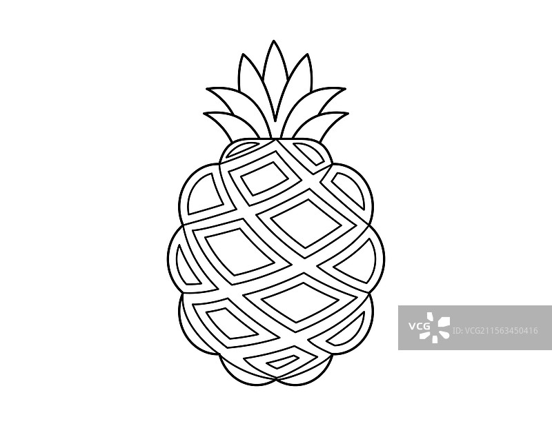 菠萝轮廓涂色书模板图片素材