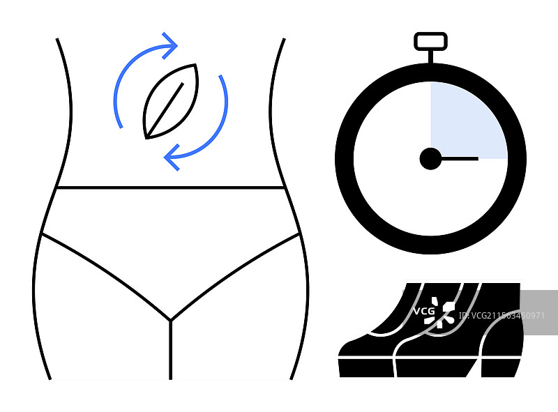 健康生活方式，腰部与叶子相结合图片素材