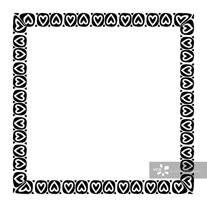 心形边框方形涂鸦艺术心形边界图片素材
