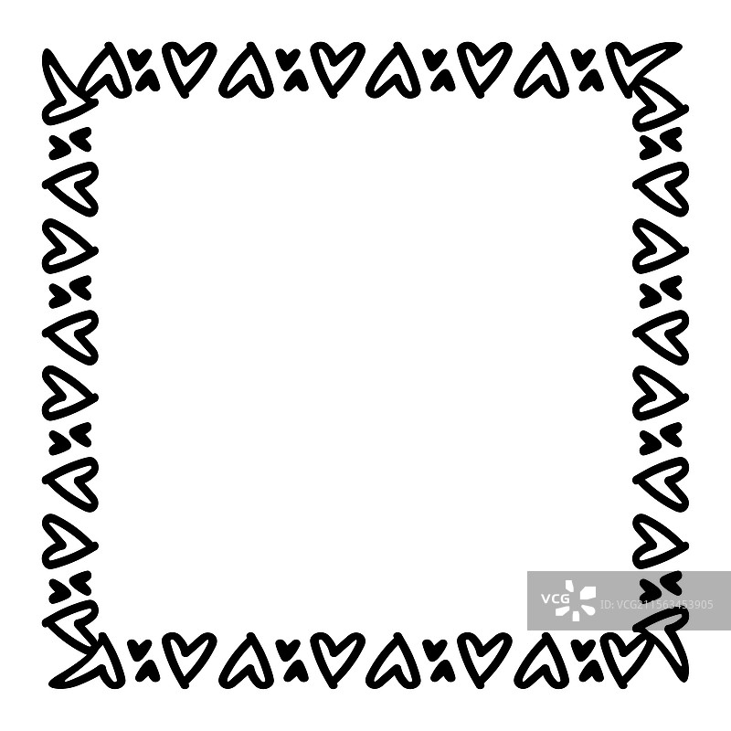心形边框方形涂鸦艺术心形边界图片素材