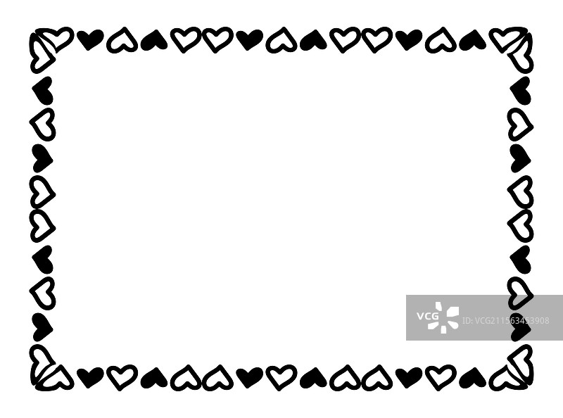 心形线框矩形涂鸦艺术心形图片素材
