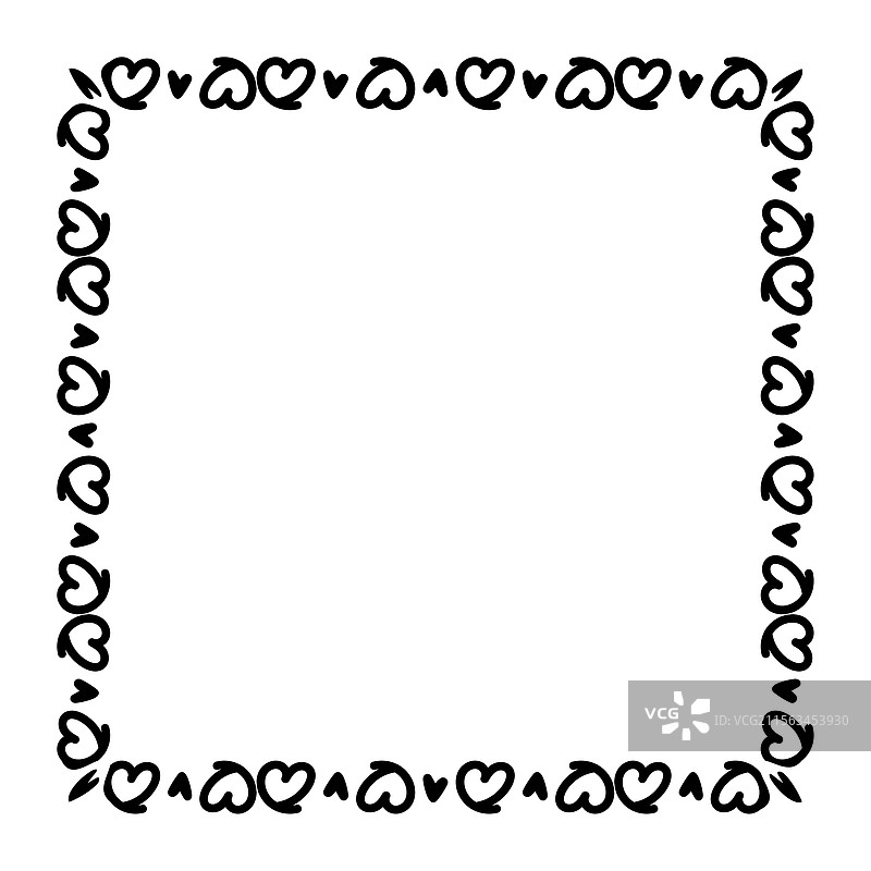 心形边框方形涂鸦艺术心形边界图片素材