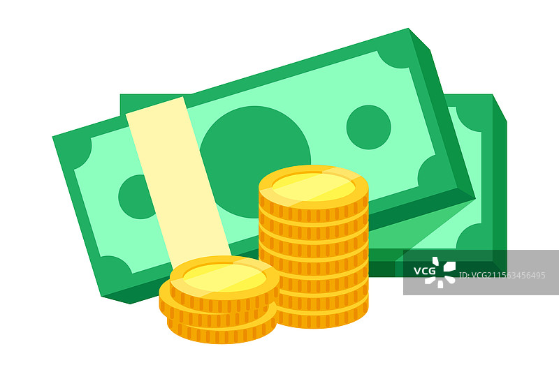 钱币图标，钱堆，堆叠的硬币和钞票图片素材