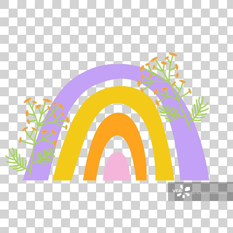 春天的彩虹装饰着蓬蒿花图片素材