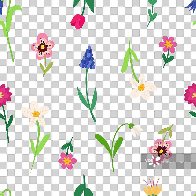 春季明亮多彩的无缝图案图片素材