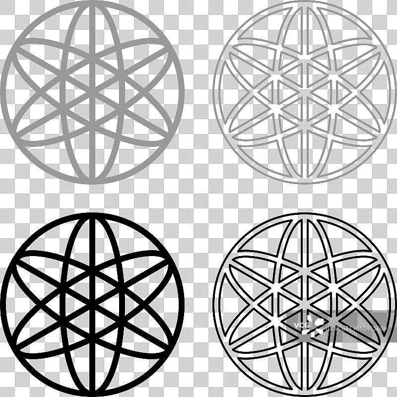 平衡神圣几何符号图标集 灰色图片素材