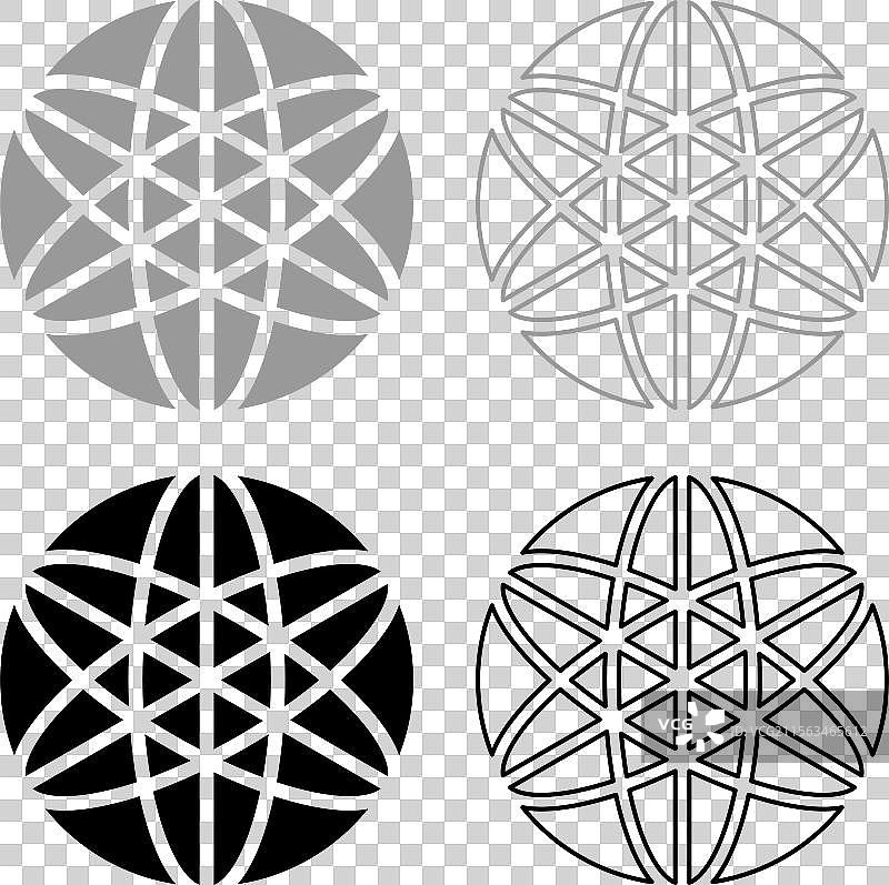 平衡神圣几何符号图标集 灰色图片素材
