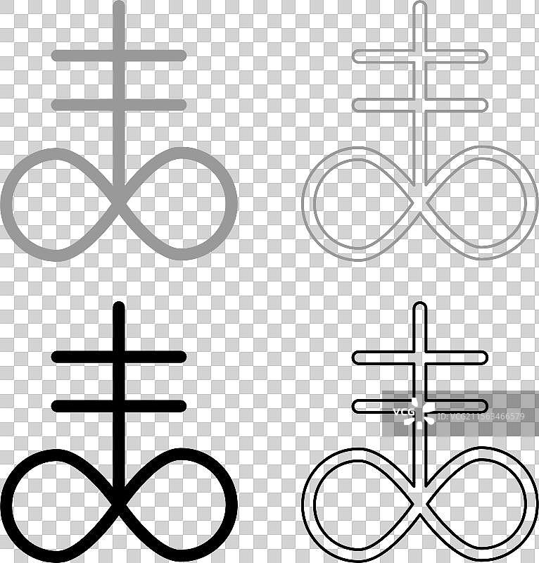 撒旦十字架，神秘撒旦教符号图标集图片素材