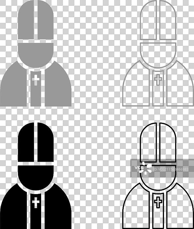 教皇天主教男子教堂主教图标灰色图片素材