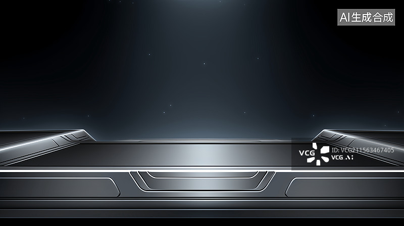 【AI数字艺术】碳黑色金属质感未来建筑空间科技背景图片素材