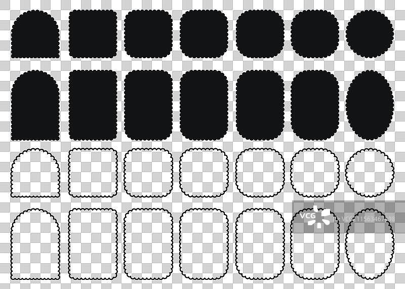 带有波浪边缘的方形和圆形边框图片素材