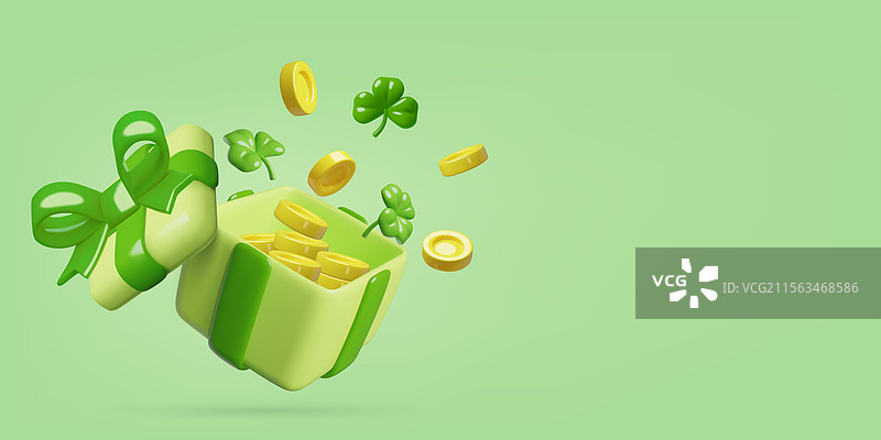 圣帕特里克节的财富与幸运3D背景图片素材