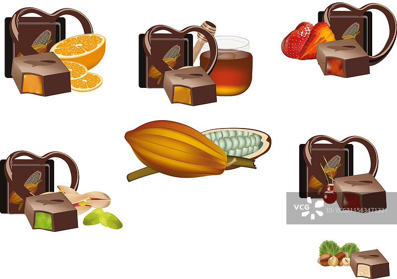 一套美味的巧克力松露糖图片素材