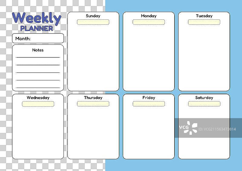 可爱的周计划本，带有笔记和任务部分图片素材