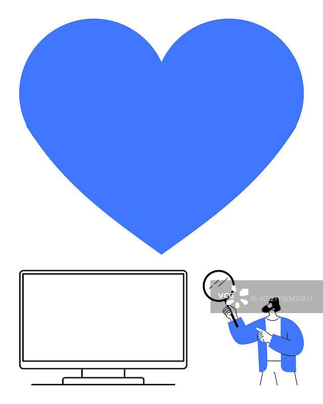 使用放大镜检查心脏的人图片素材