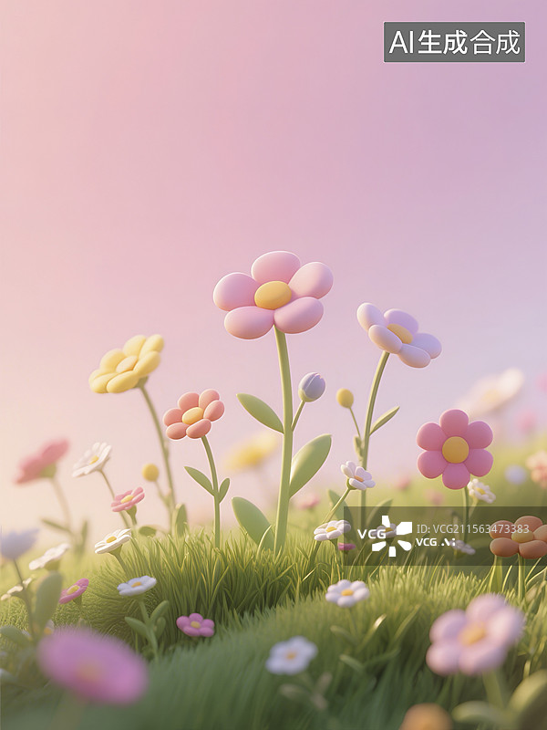 【AI数字艺术】春日烂漫花海草地景观图图片素材