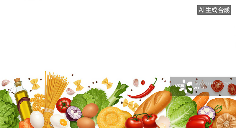 【AI数字艺术】各种食材和食品的排列图片素材