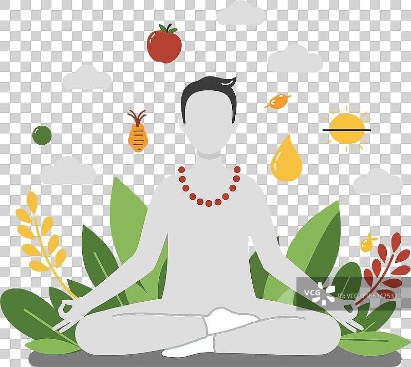 在宁静自然中冥想的平静个体图片素材