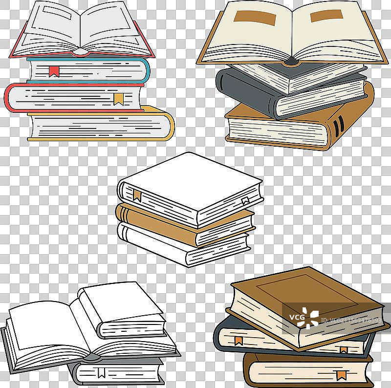 不同方向堆叠的书籍图片素材