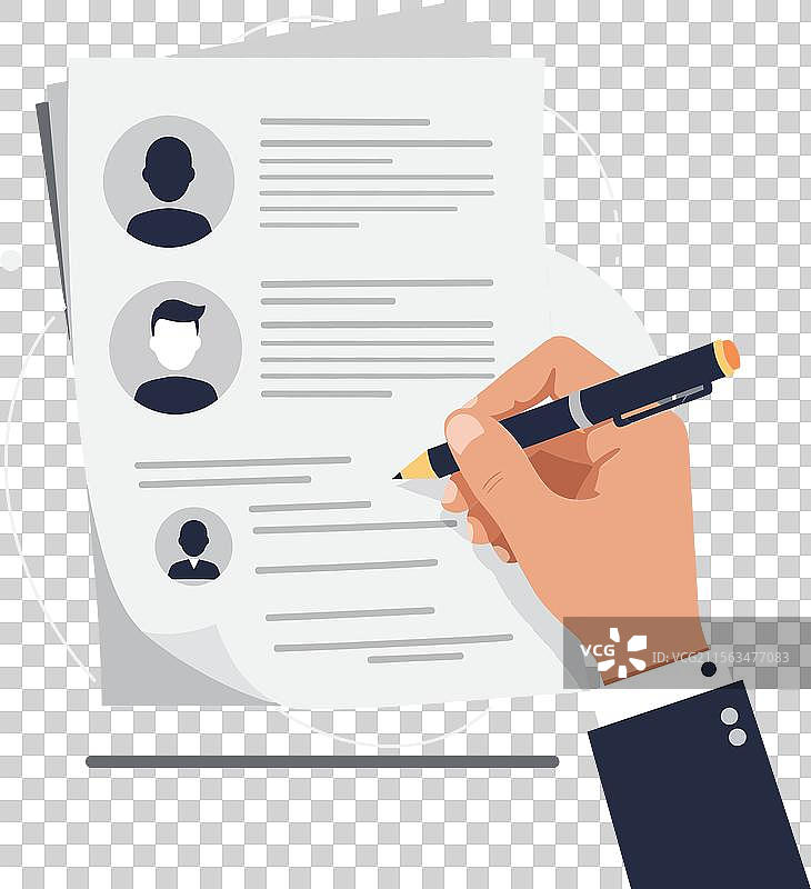 简历上的手写内容与个人简介轮廓图片素材